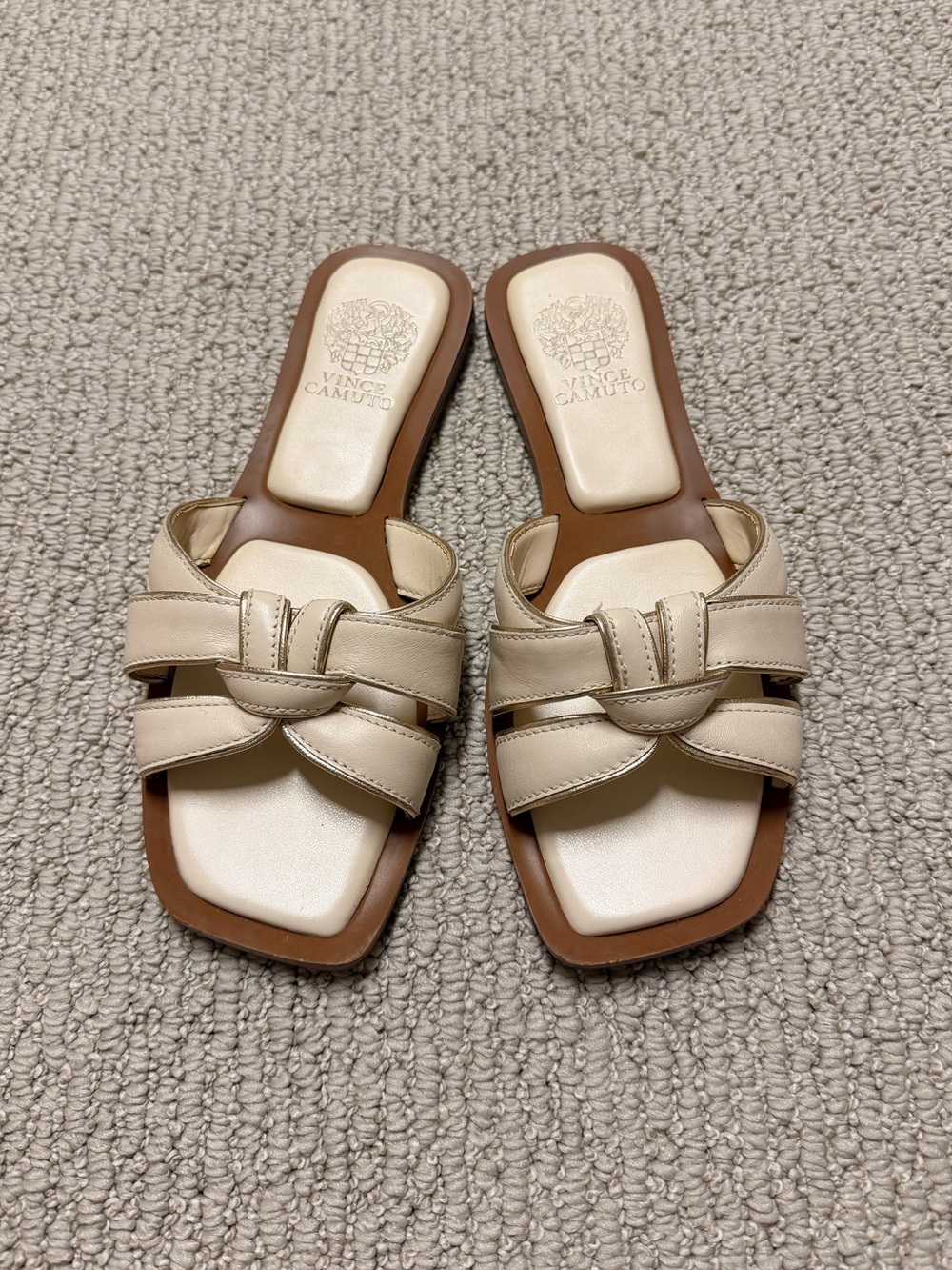 Vince Camuto Women's Cream Braided Slide Sandals Size 7.5